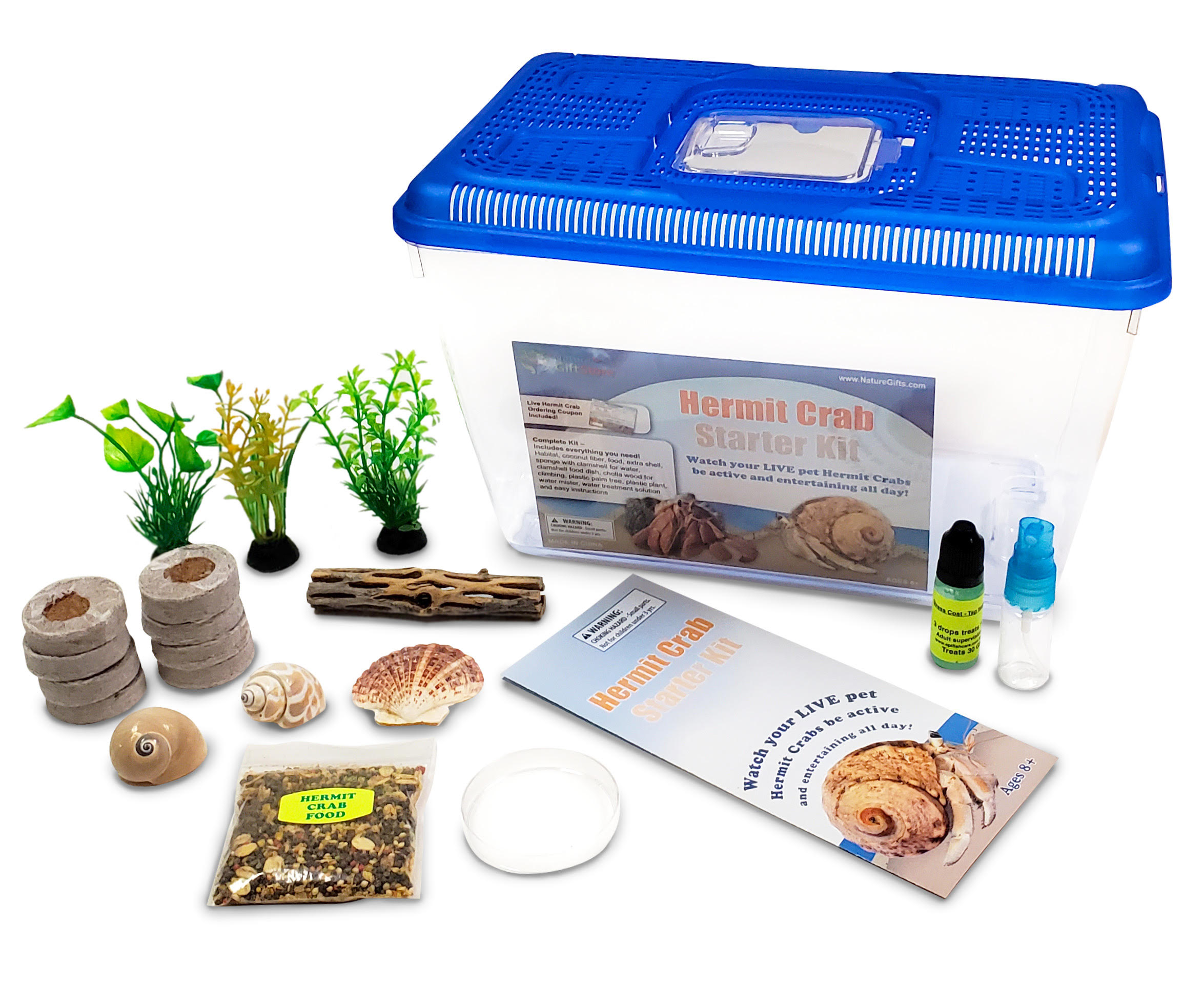 Starter Hermit Crab Kit: 2 Live Hermit Crabs+Supplies+Crabitat Cage